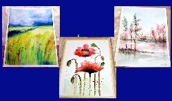 Maľba akvarelom - kvety alebo krajina
